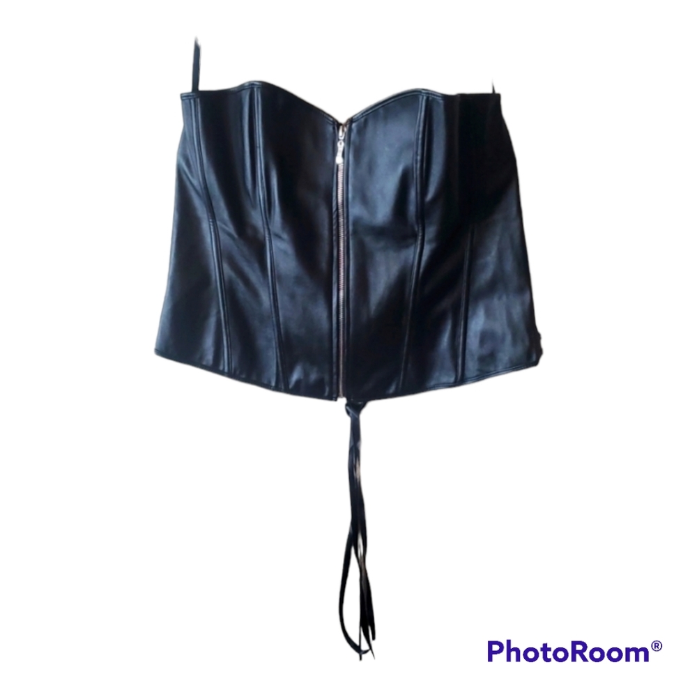 Faux leather corset